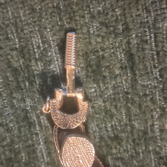 Vintage GOLDETTE* slide bracelet gold tone rhinestone scarab cameo fleur de lis - Picture 10 of 10